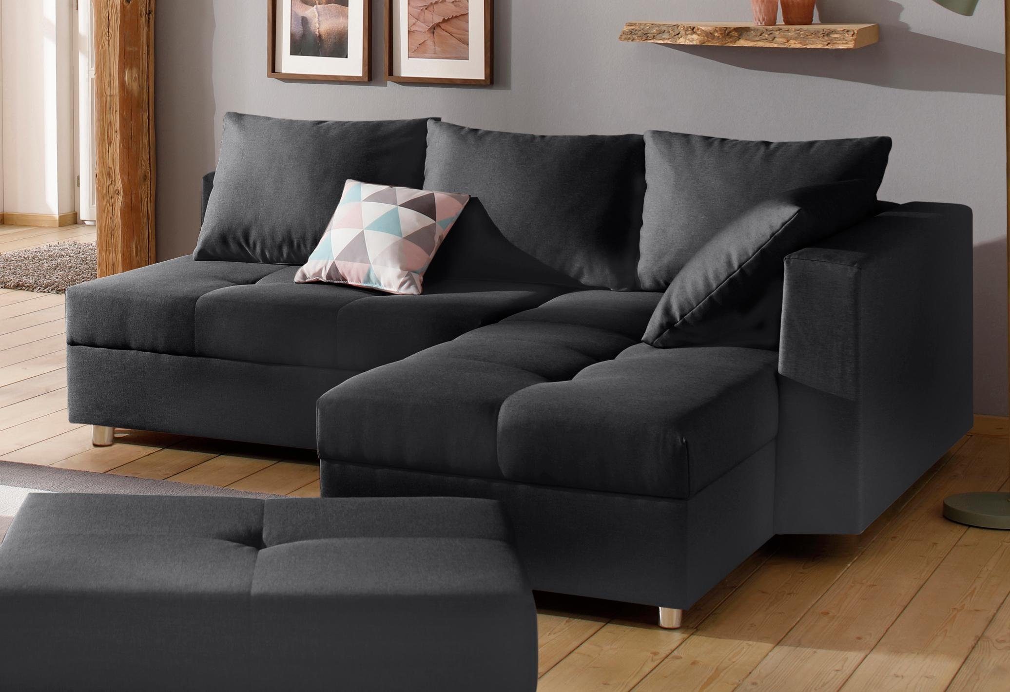 Home affaire Ecksofa "Italia L-Form", mit Bettfunktion, mit Federkern günstig online kaufen