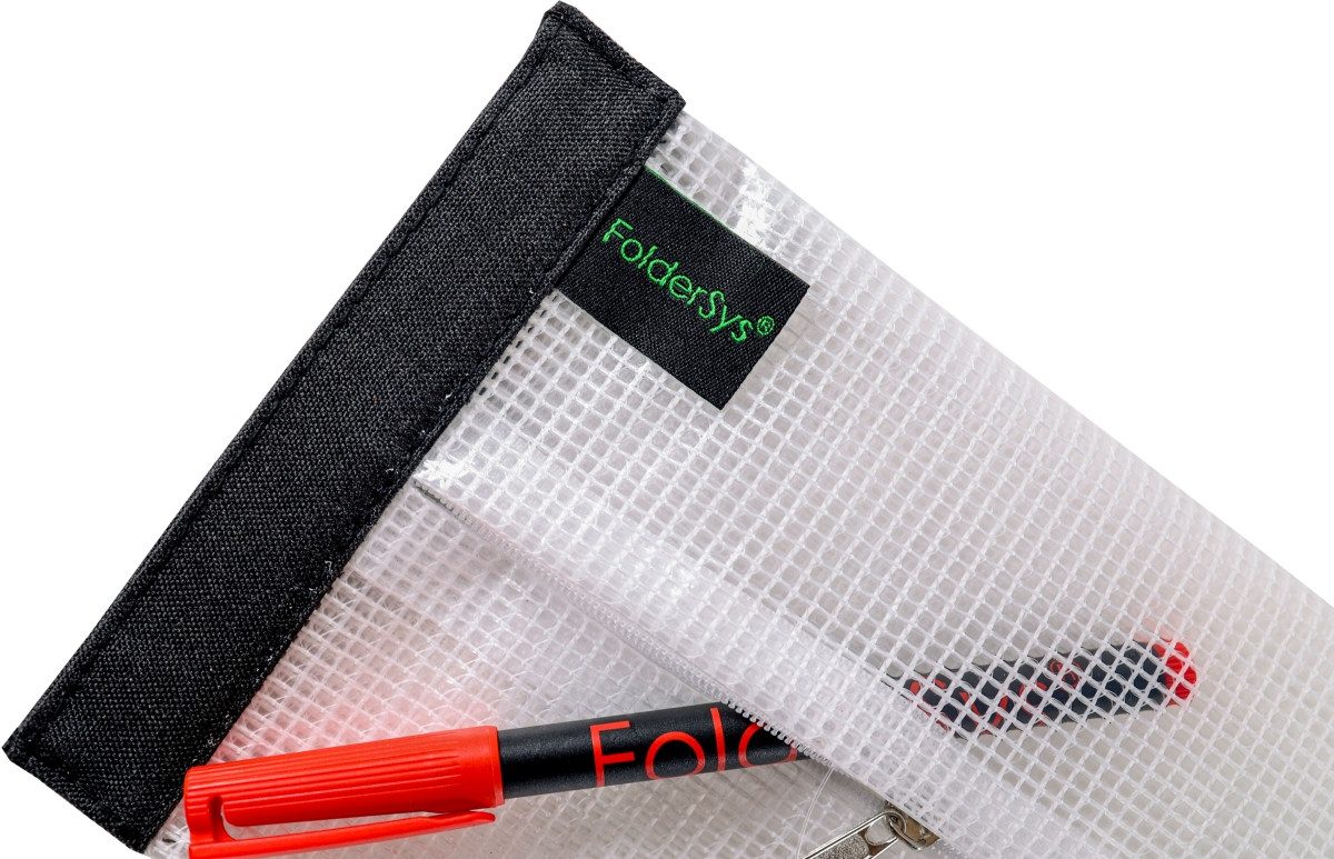 FOLDERSYS Prospekthülle SnapBag A6 schwarz/transparent
