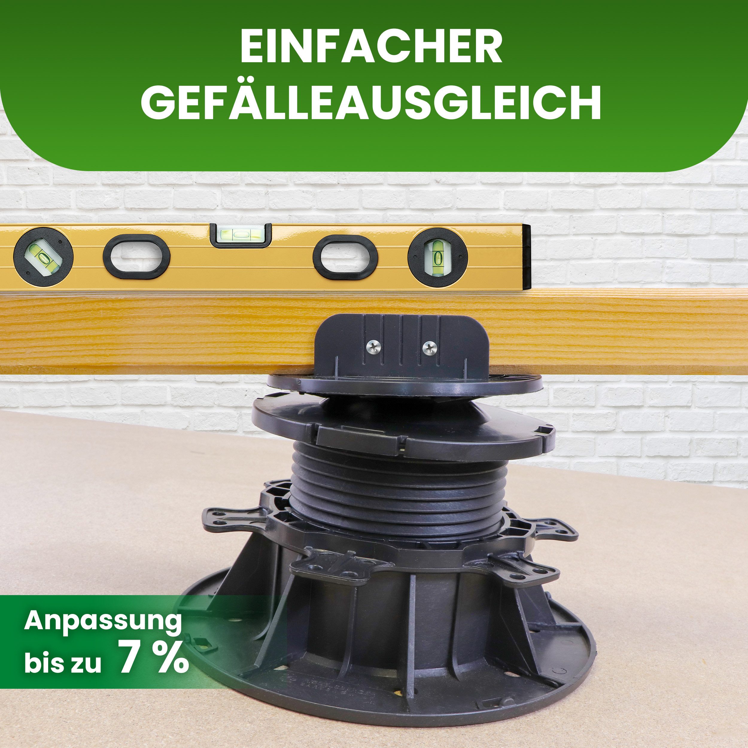Gartenwelt Riegelsberger Stellfuß Balkenlager PRO Gefälleausgleich bis 7% Platten Keramik Stein Beton