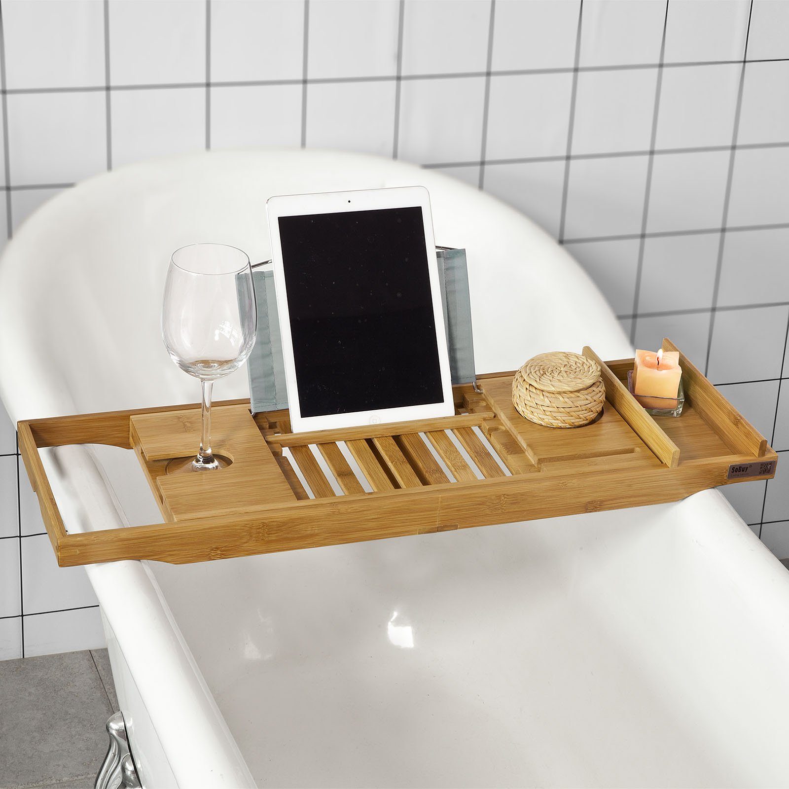 SoBuy Badewannenablage FRG207, ausziehbares Badewannenbrett Badewannenaufla günstig online kaufen