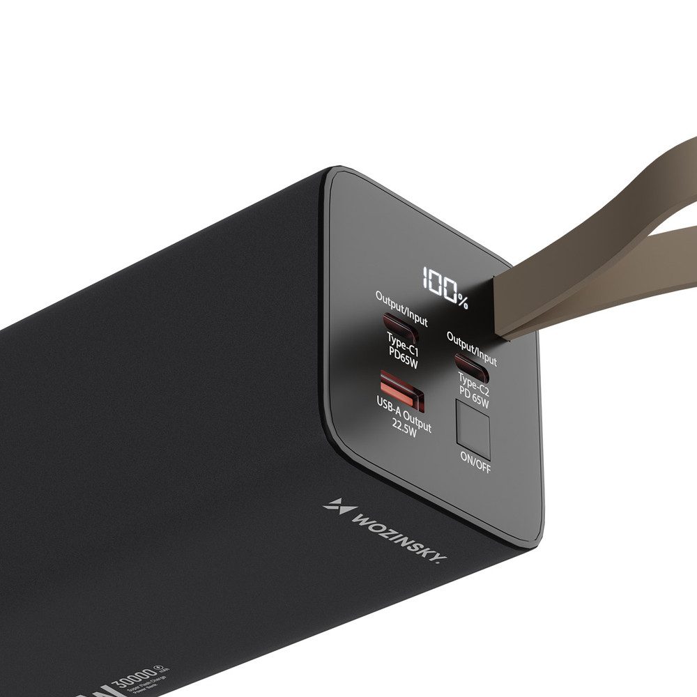 Wozinsky Wozinsky K65+ Powerbank 30000mAh 65W USB-C USB-A Grau Powerbank