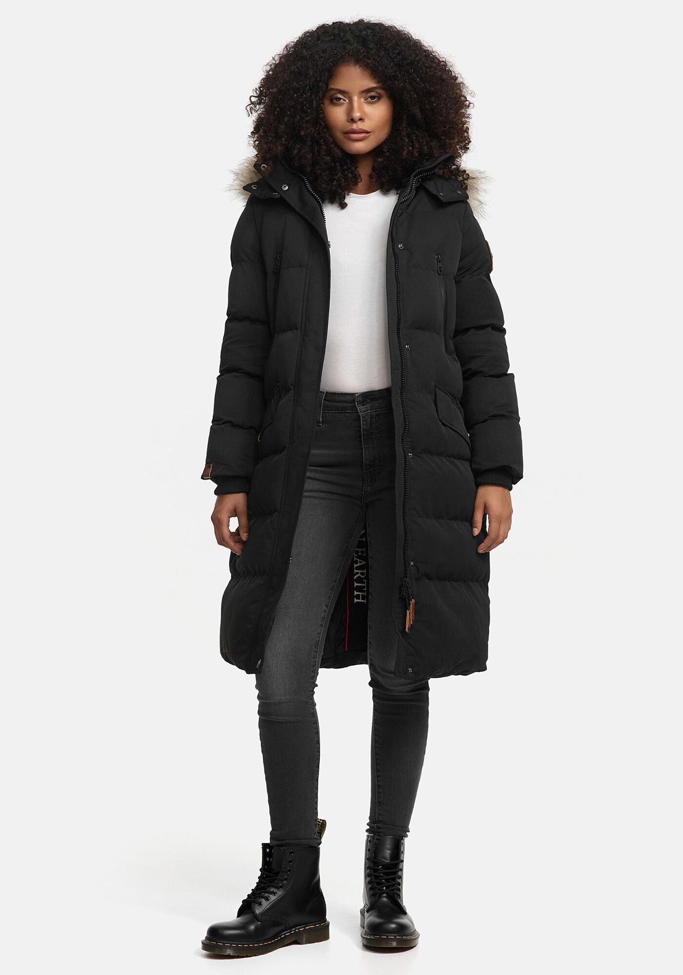 Marikoo Parka Schneesternchen langer Parka mit abnehmbarer Kapuze