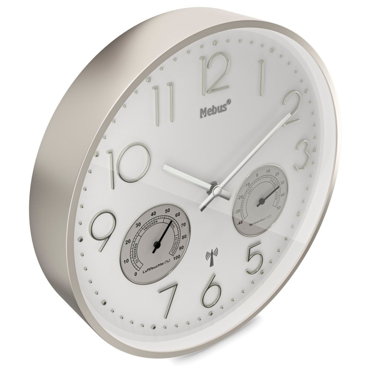 Mebus Wecker 12989 Funkwanduhr mit Thermo-Hygrometer