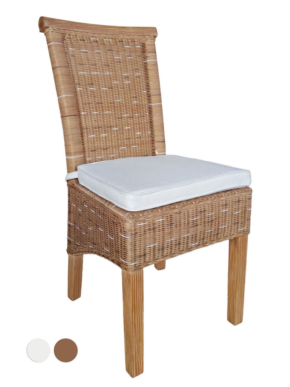 soma Sessel Soma Esszimmer-Stühle Set Rattanstühle Perth 6 Stück weiß oder braun S, Stuhl Sessel Sitzplatz Sitzmöbel