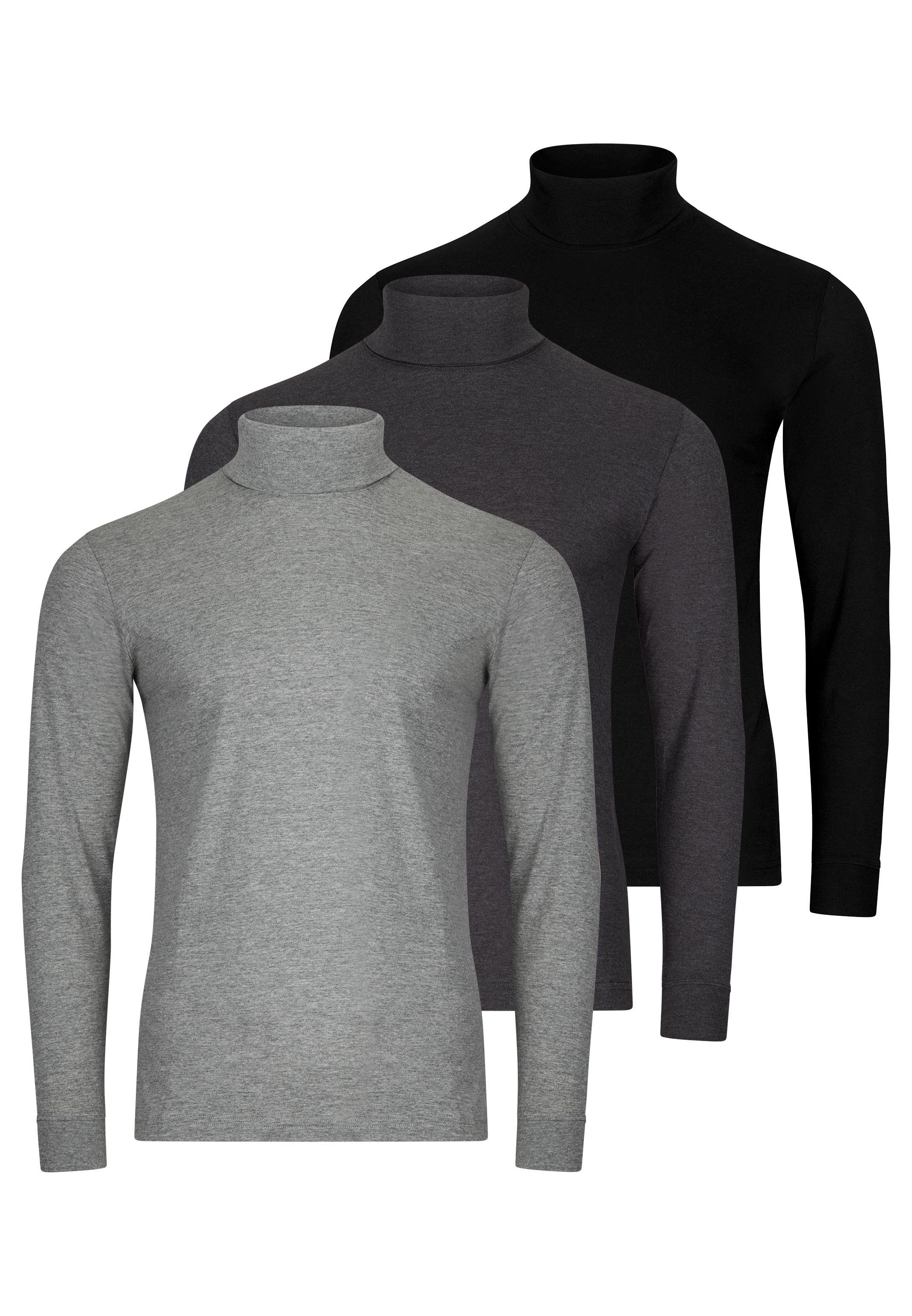 RAGMAN Langarmshirt 3er Pack Basic (Spar-Set, 3-tlg) Rollkragenshirt - Baum günstig online kaufen