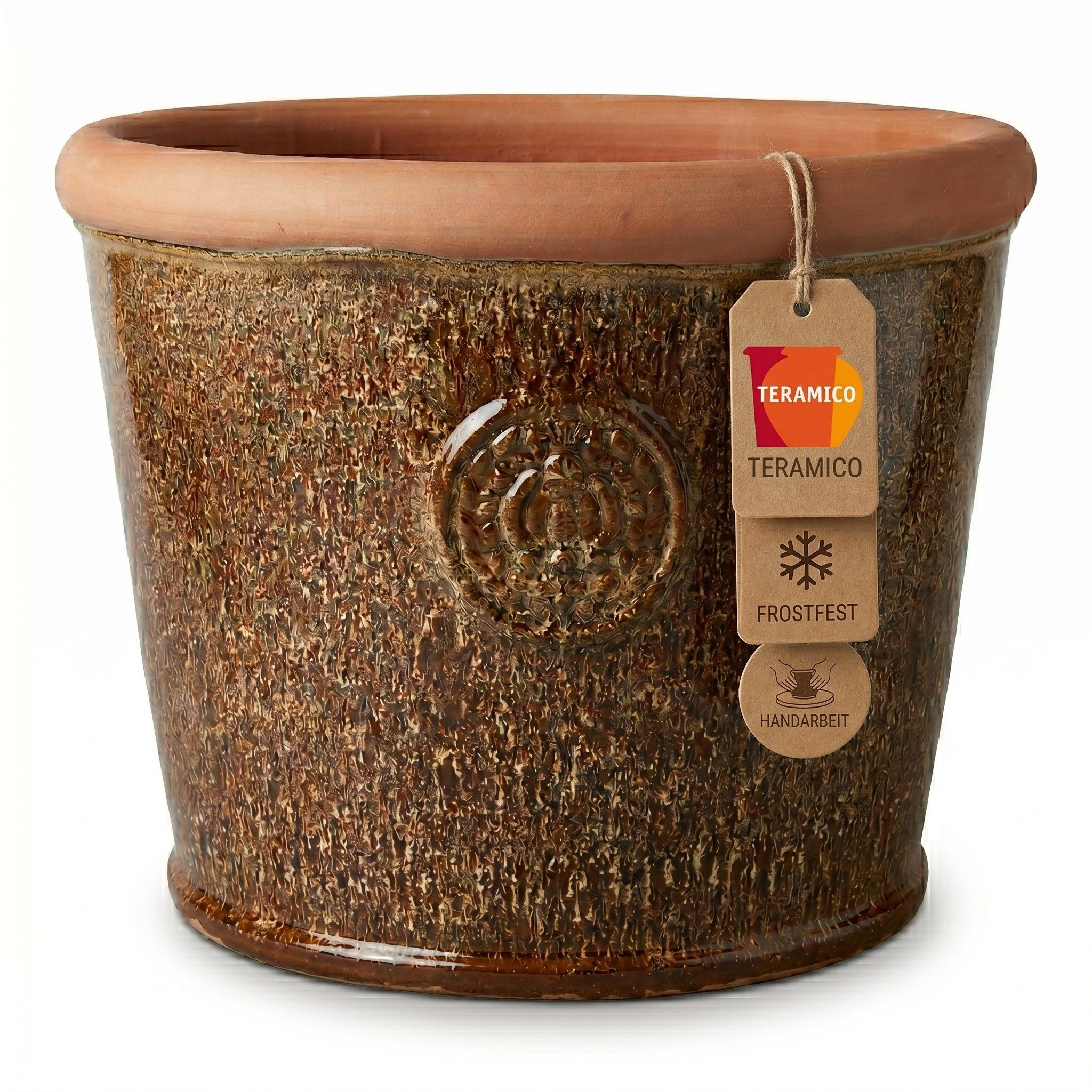 Teramico Blumentopf Teramico Pflanztopf Provence Braun – Frostfestes Steinzeug (36x28 cm) (1 St), Frostfest, UV-Fest