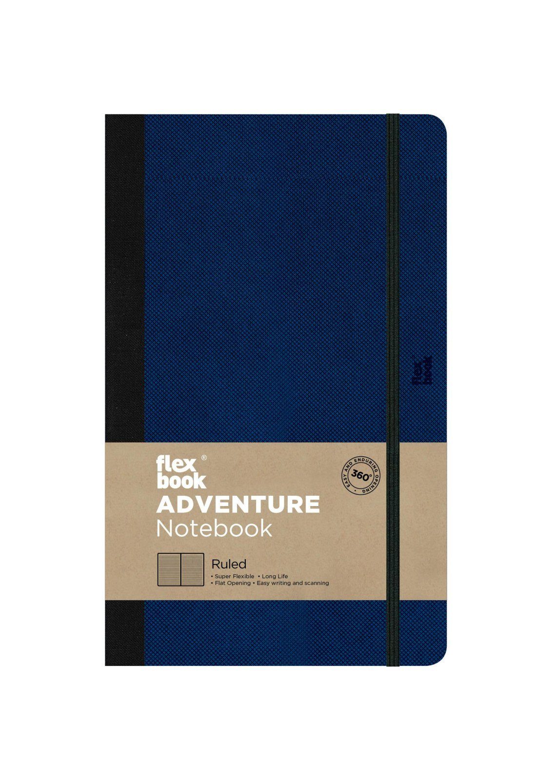 Flexbook Notizbuch Adventure Notizbuch liniert Flexbook Gummizug Kunstleder 5 Farben, 3 Royalblue 13*21 cm | Notizbücher