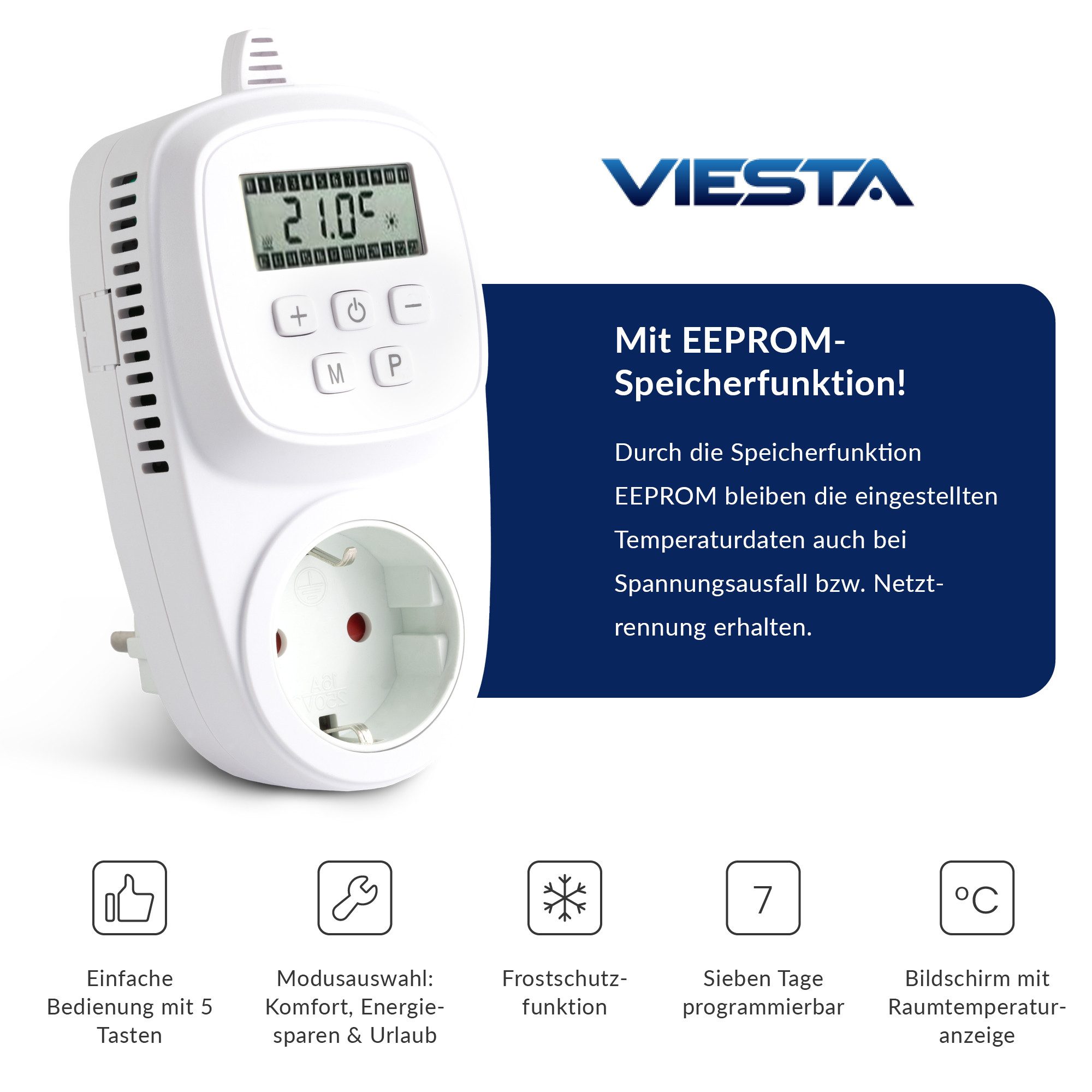 VIESTA Heizkörperthermostat TH12 Digitaler Thermostat Steckdosenthermostat günstig online kaufen