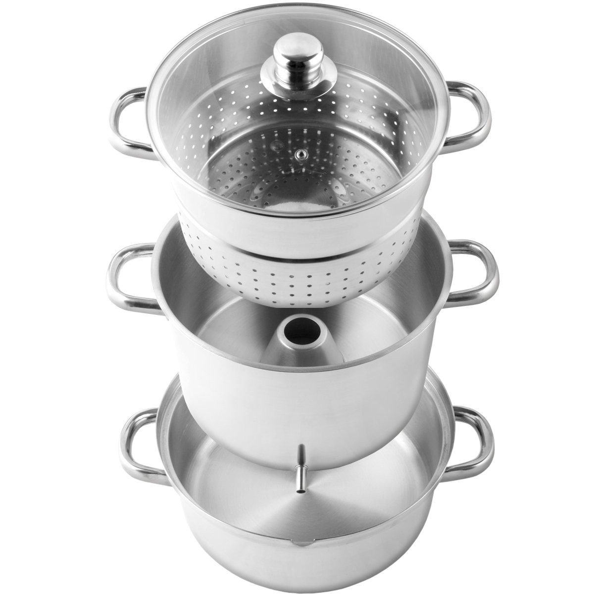 Gräfenstayn Entsafter - Dampfentsafter Edelstahl Induktion 15 L – Entsaftertopf Set, Rostfrei 18/10 mit 2 Ablaufschläuchen aus hygienischem Silikon! – Bild 5 von 5