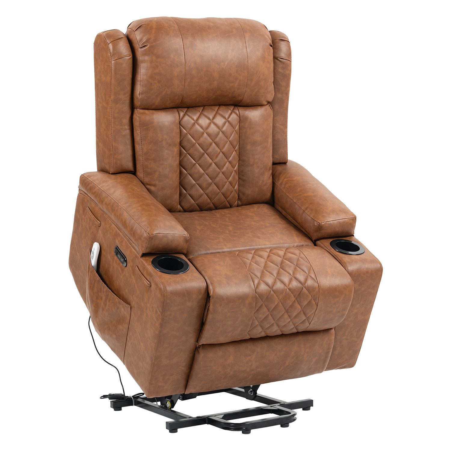 BRTHORY Relaxsessel mit Aufstehhilfe, Elektrisch verstellbarer Fernsehsessel (1-St), mit Liegefunktion, Massage- & Wärmefunktion