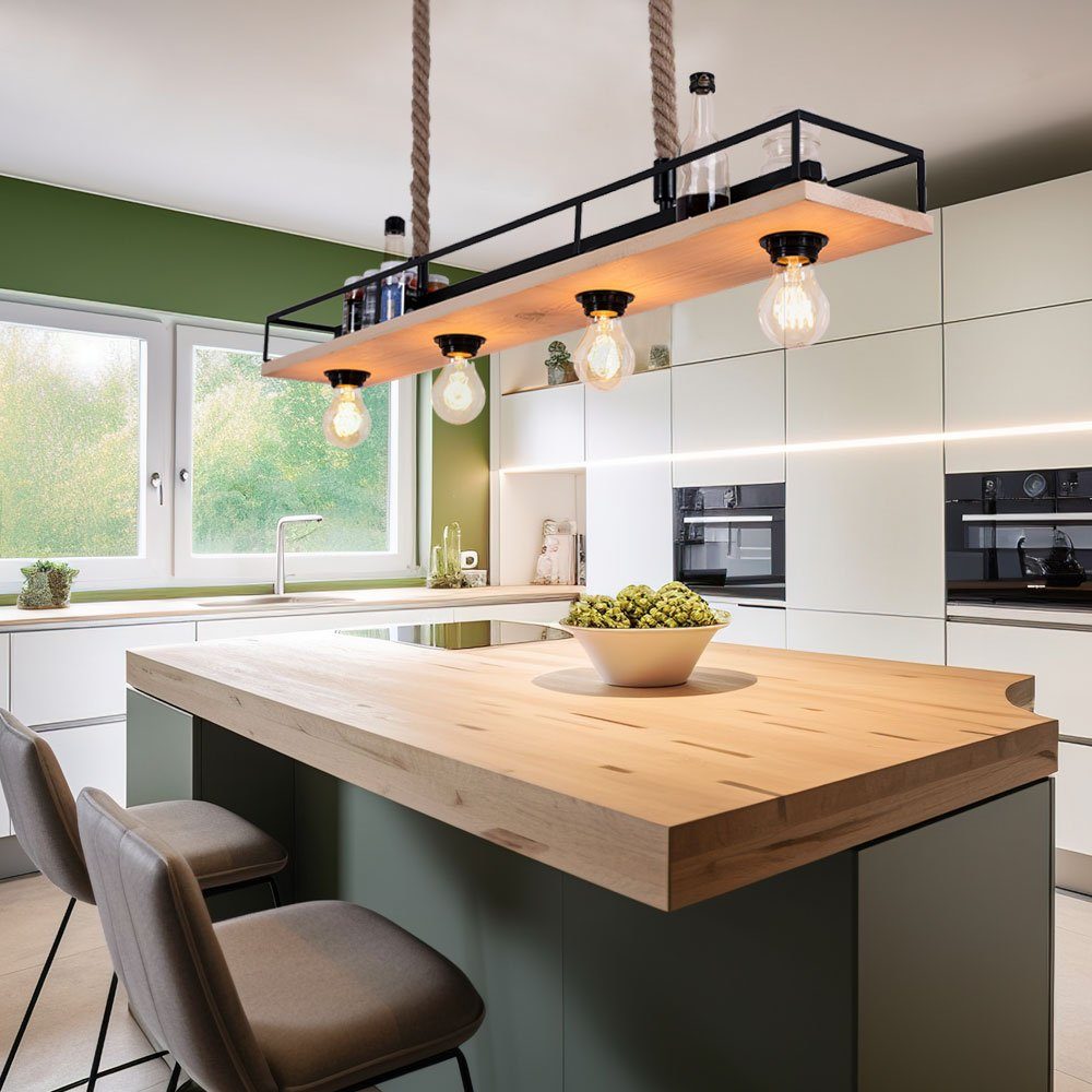 GLOBO LIGHTING Hängeleuchte, Leuchtmittel nicht inklusive, Hängelampe Holzleuchte Deckenleuchte Wohnzimmer