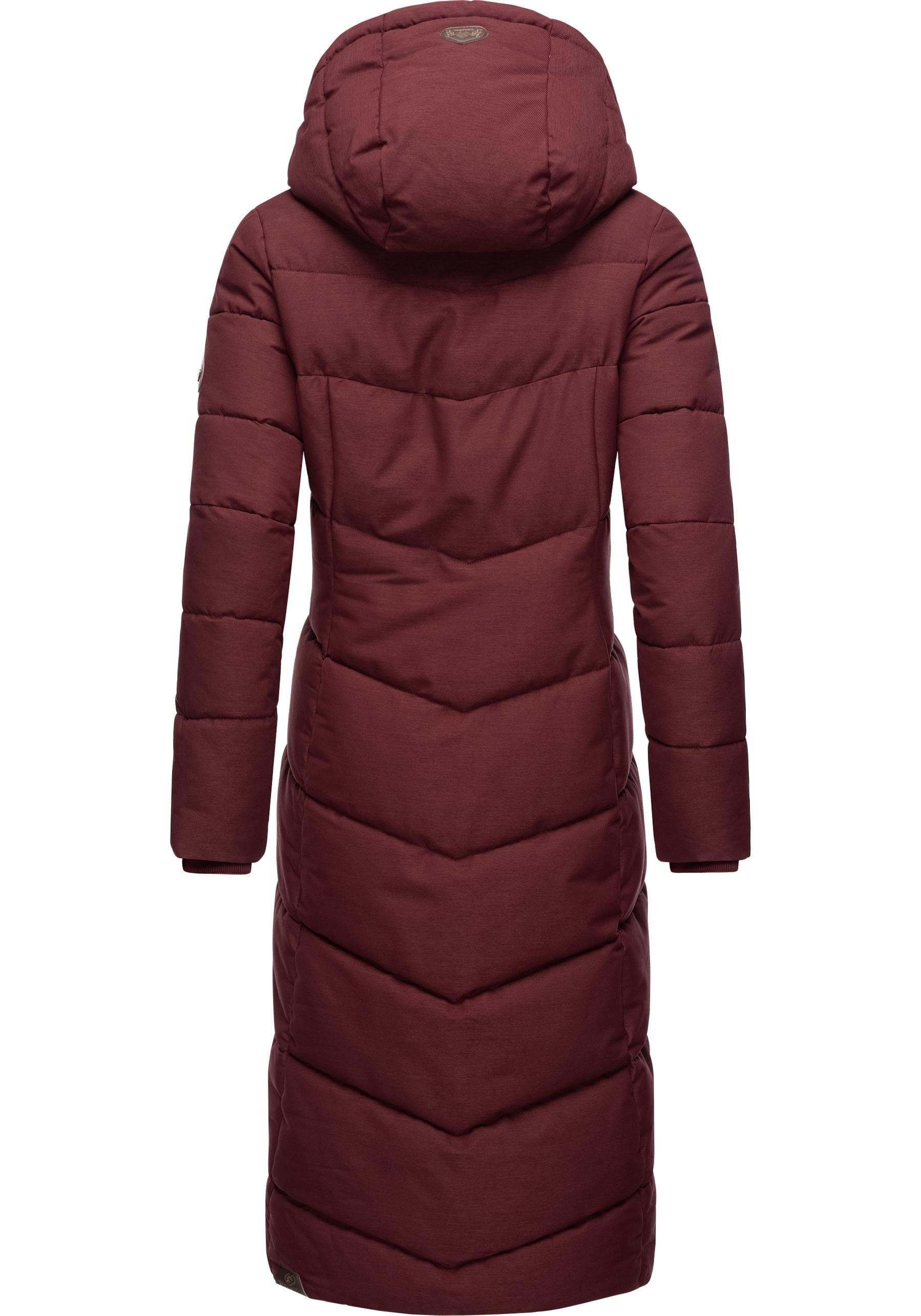 Ragwear Wintermantel Pavla Long extralanger Winterparka mit Teddyfutter und Kapuze