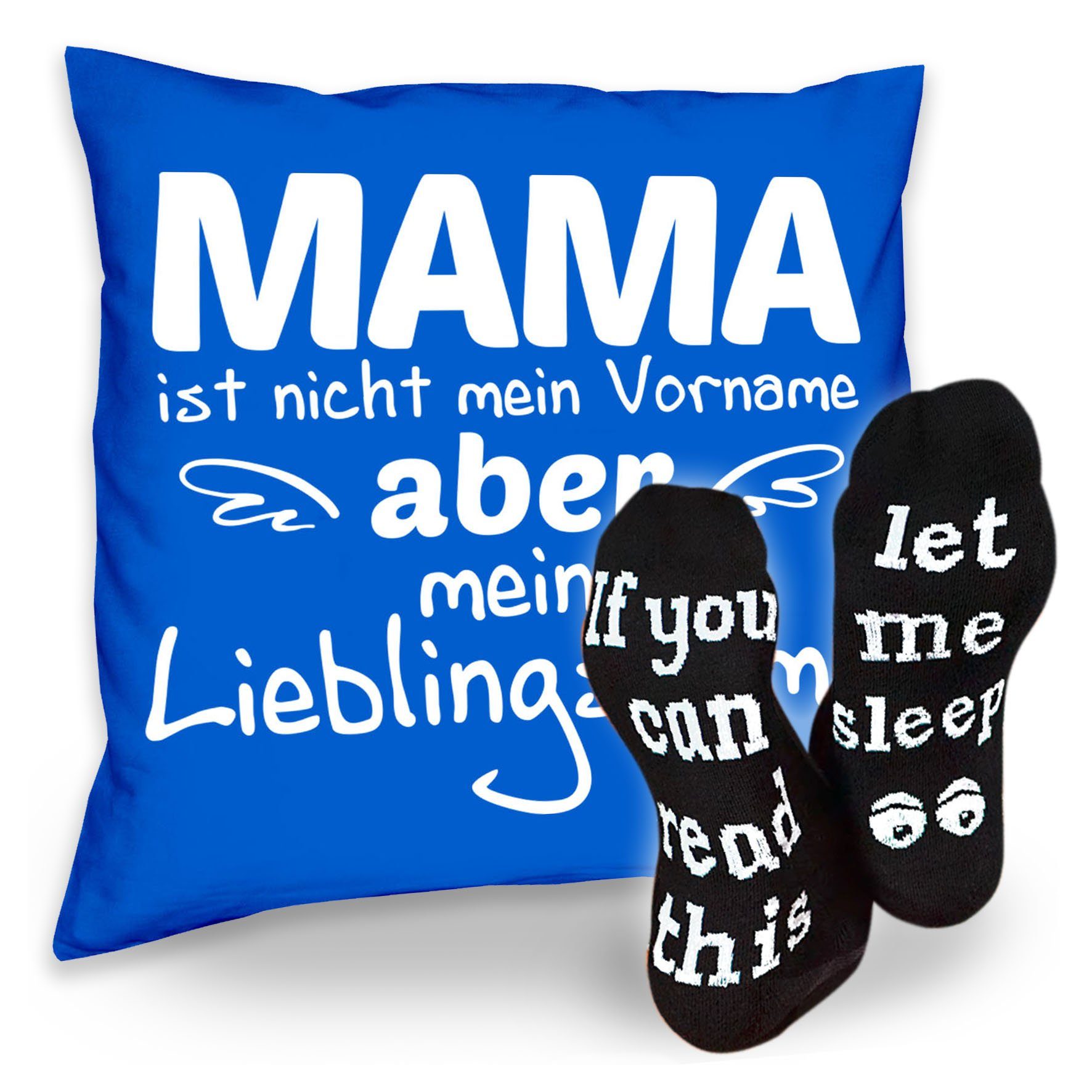 Socken Geschenke Kissen & Mama Soreso® Geburtstag royal-blau Dekokissen Sleep, Lieblingsname Sprüche Muttertag Weihnachten
