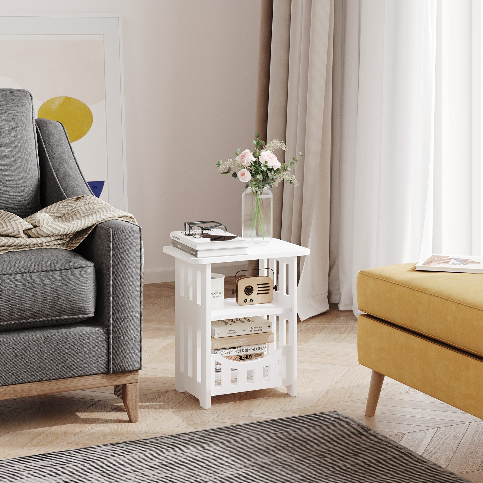 NAIMP Beistelltisch Nachttisch, kleiner Couchtisch, Sofatisch für Wohnzimmer
