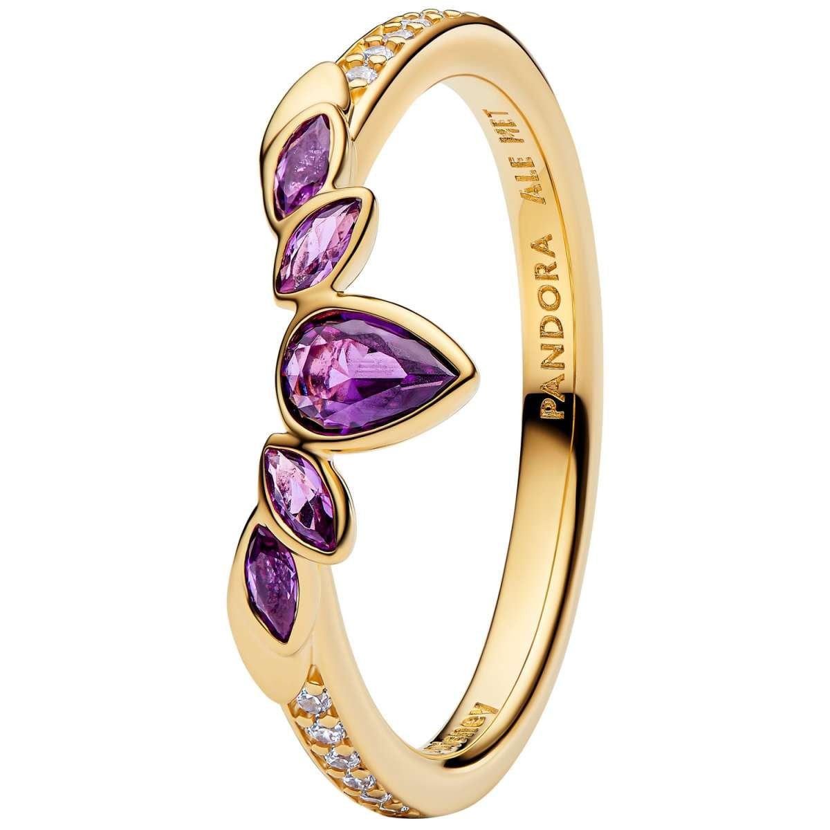 Pandora Fingerring 164135C01, Damenring Disney Frozen Königin Anna Tiara Goldfarben