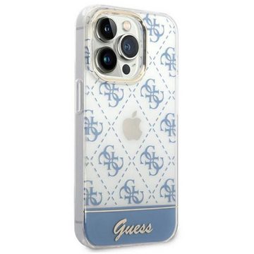 Guess Handyhülle Guess 4G Pattern Script Collection Hardcase Hülle Cover für Apple iPhone 14 Pro Blau