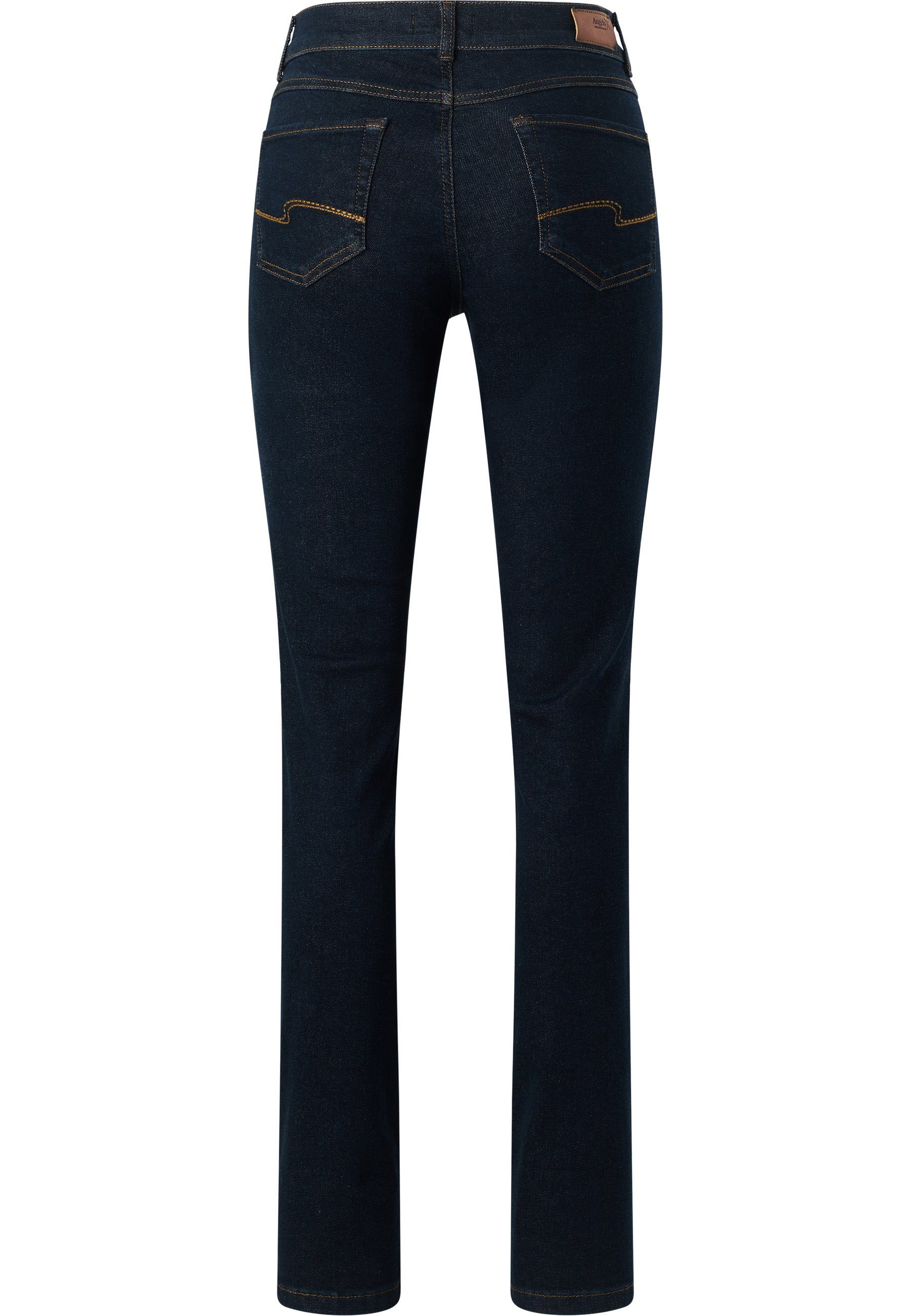 ANGELS Straight-Jeans Jeans mit Cici mit Label-Applikationen Used-Waschung dunkelblau