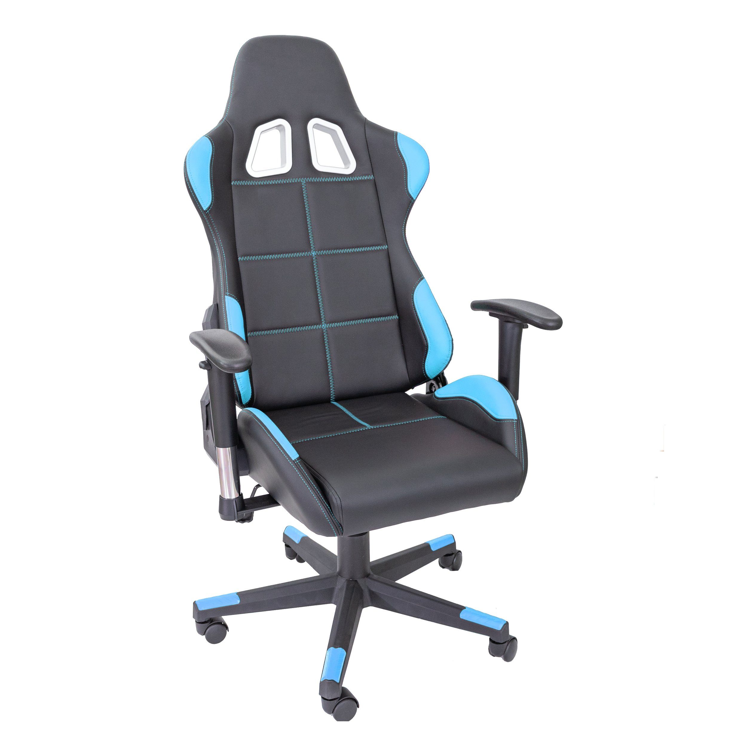 TPFLiving Bürostuhl Fire mit Lendenkissen XL Racing Stuhl Gaming-Stuhl (aus hochwertigem Kunstleder), Drehstuhl Zockerstuhl, Belastbarkeit bis 150 kg - Hellblau