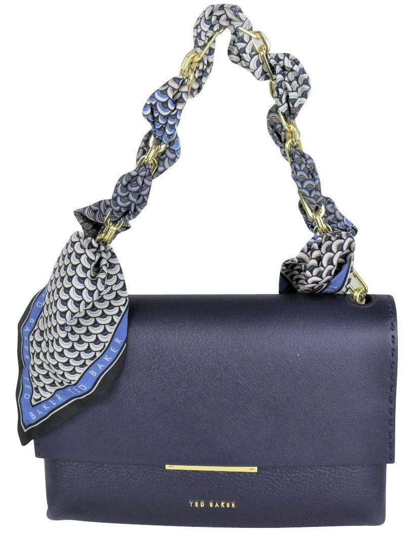 Ted Baker Handtasche »Damen Tasche Crossover Schultertasche ELSY Scarf  Chain Bar 241864 Leder blau, gold«