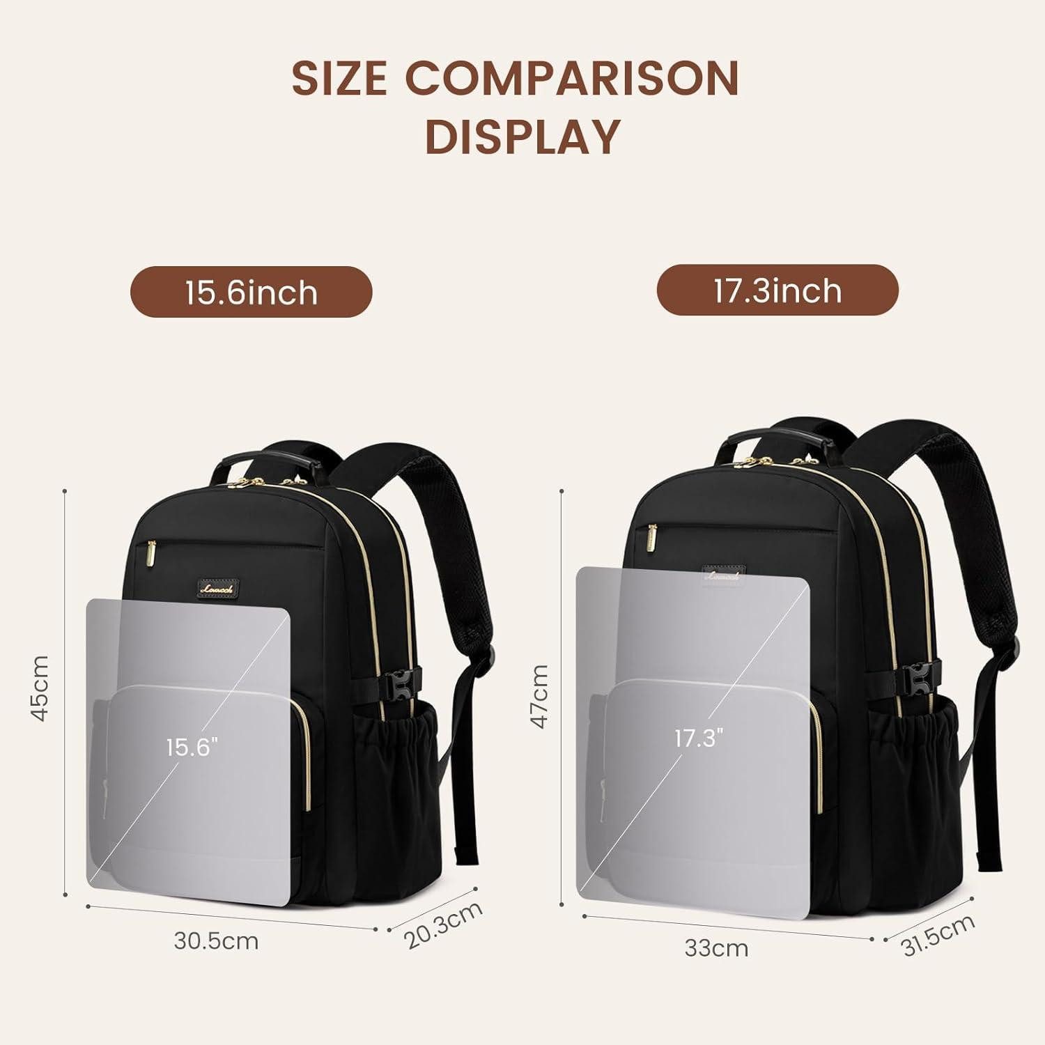 LuxusKollektion Laptoprucksack Rucksack Damen Laptop Schulrucksack Flaschenfach Uni Schwarz 18 zoll