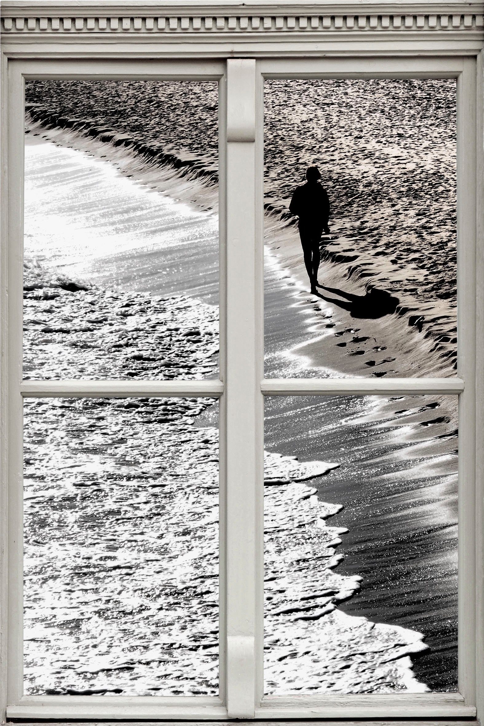 queence Wandsticker Strand, Wandsticker, Wandbild, selbstklebend, 3D, Fenster