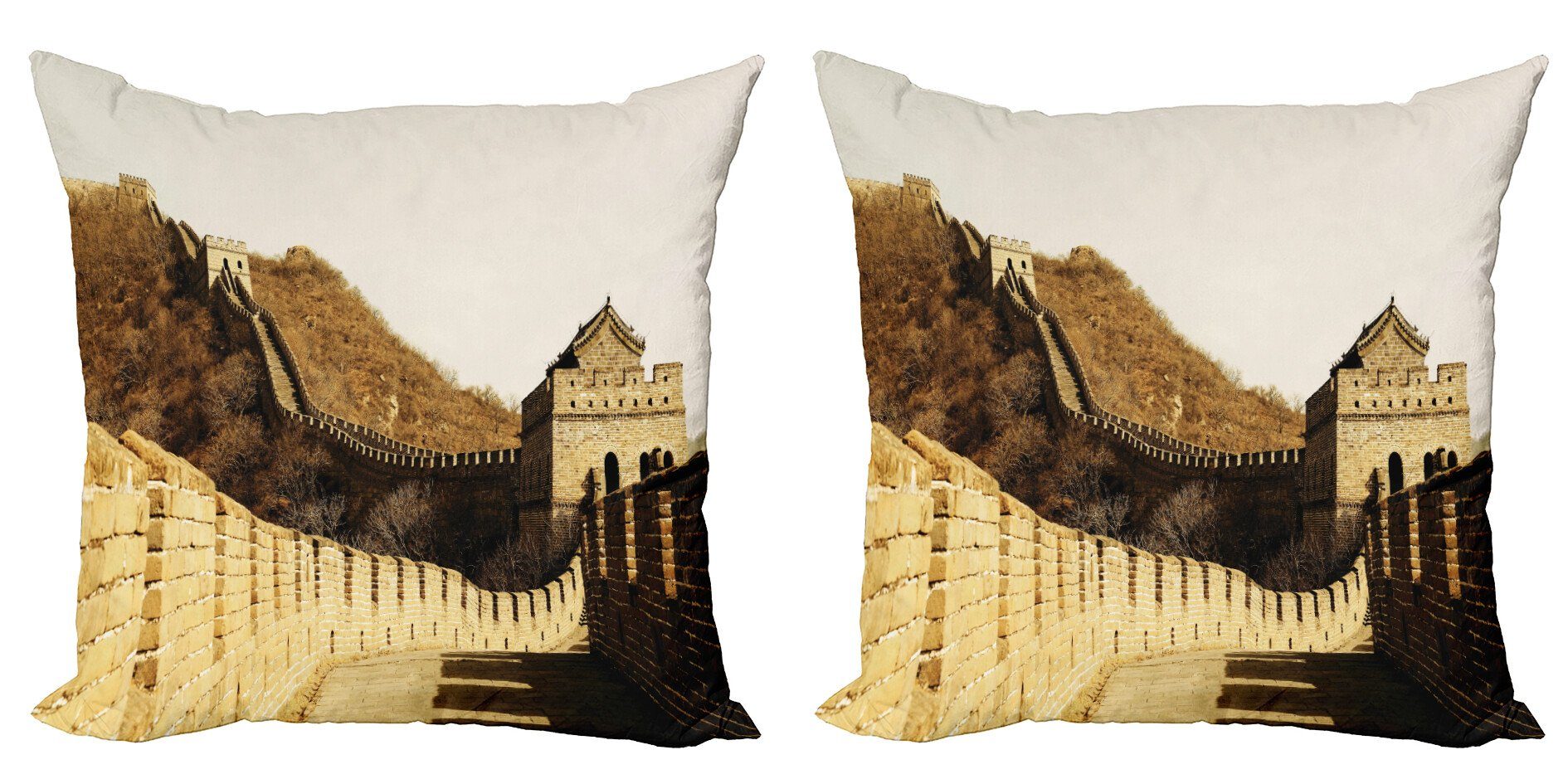 Accent China Doppelseitiger Digitaldruck, Stück), Abakuhaus ​​Berg Kissenbezüge Steine (2 Modern