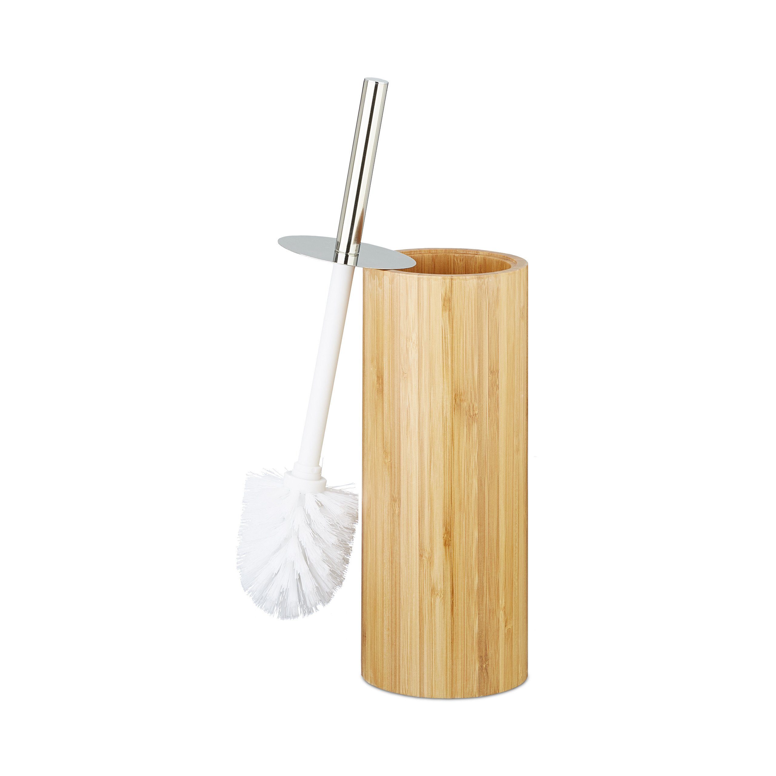 relaxdays Badezimmer-Set WC-Bürstenhalter Bambus günstig online kaufen
