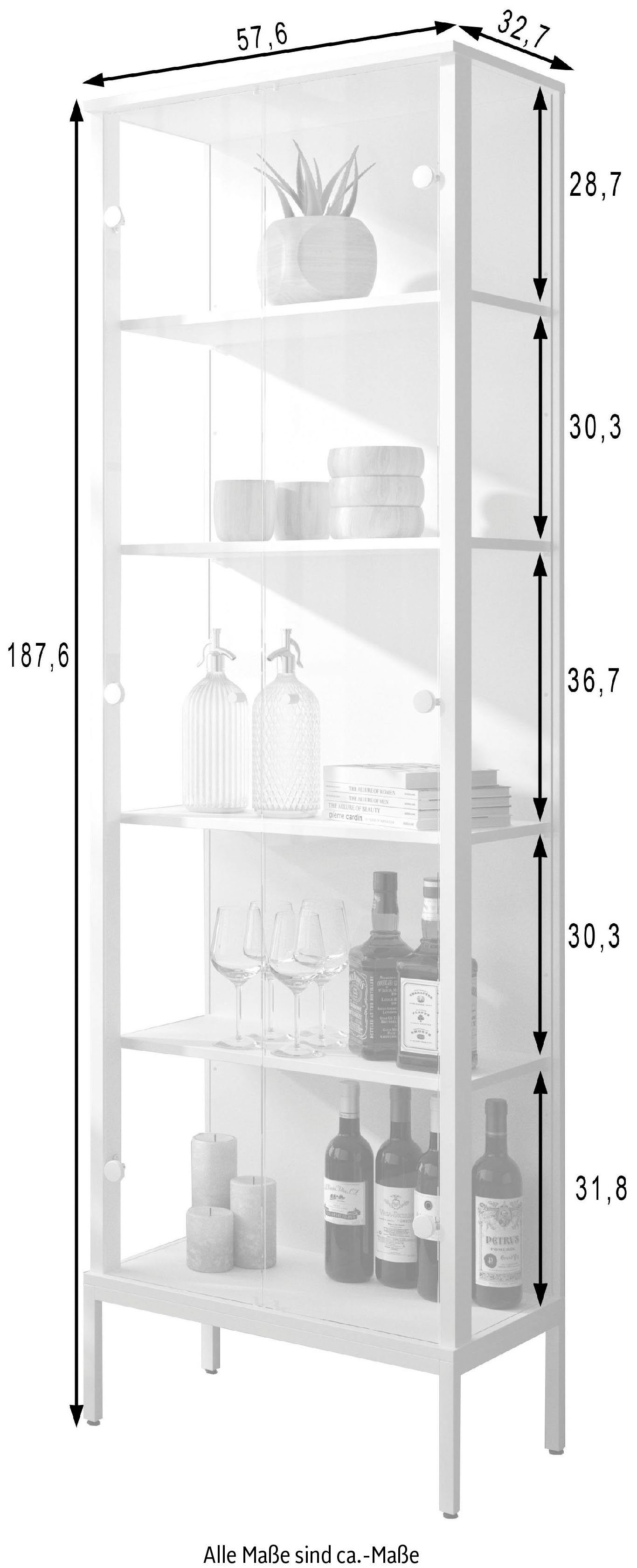 Vitrine Weiß fif möbel | Weiß STEP (1-St)