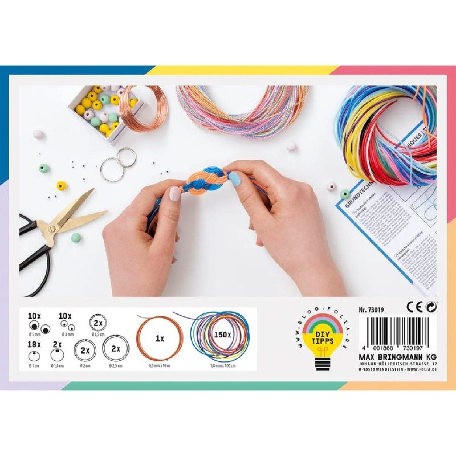 Folia Bastelband Scoubidou Flechtschnüre Armbänder KREATIV BOX Bastelset 197 tlg.