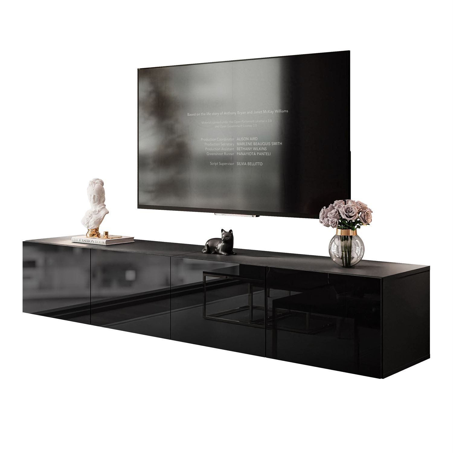 yourhouse24 Lowboard Noisy TV-Lowboard 200 cm hängend mit LED-Beleuchtung und Push-to-Open