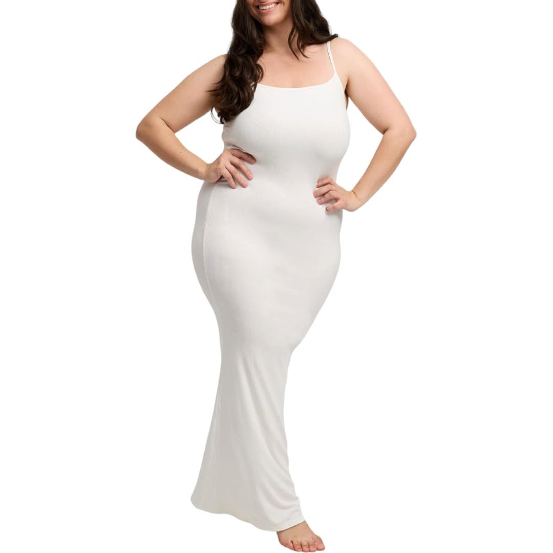 cfab by creamy fabrics Jerseykleid Ribbed Cami Maxikleid-Snow White-M (1-tl günstig online kaufen