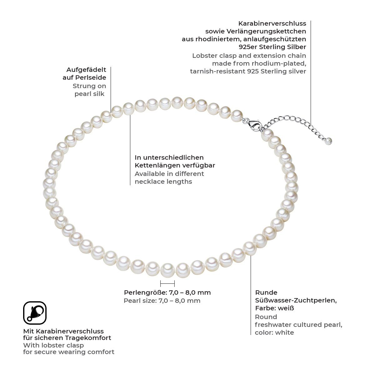 Valero Pearls Silberkette silber, mit Süßwasser-Zuchtperle günstig online kaufen