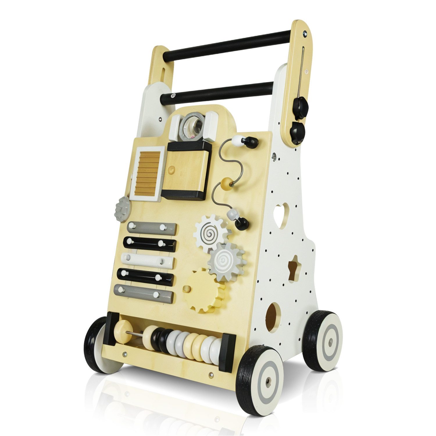 wuuhoo Lauflernwagen Lauflernwagen höhenverstellbar aus Holz Lauflernhi, mit gummierten Rädern I Lernlaufwagen