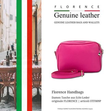 FLORENCE Umhängetasche Florence Umhängetasche Damen Tasche (Umhängetasche), Damen Leder Umhängetasche, pink ca. 22cm