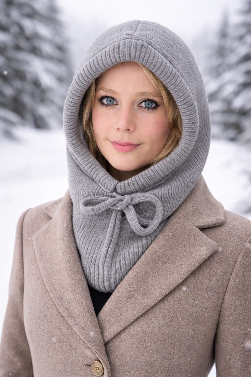 soma Modeschal Kapuzenschal Damen&Herren Winter Schal Kapuze grau, (Set, 1-St. Schal mit Mütze), Kapuzenkragen mit Bindeband Weich,winddicht Schal mit Kapuze