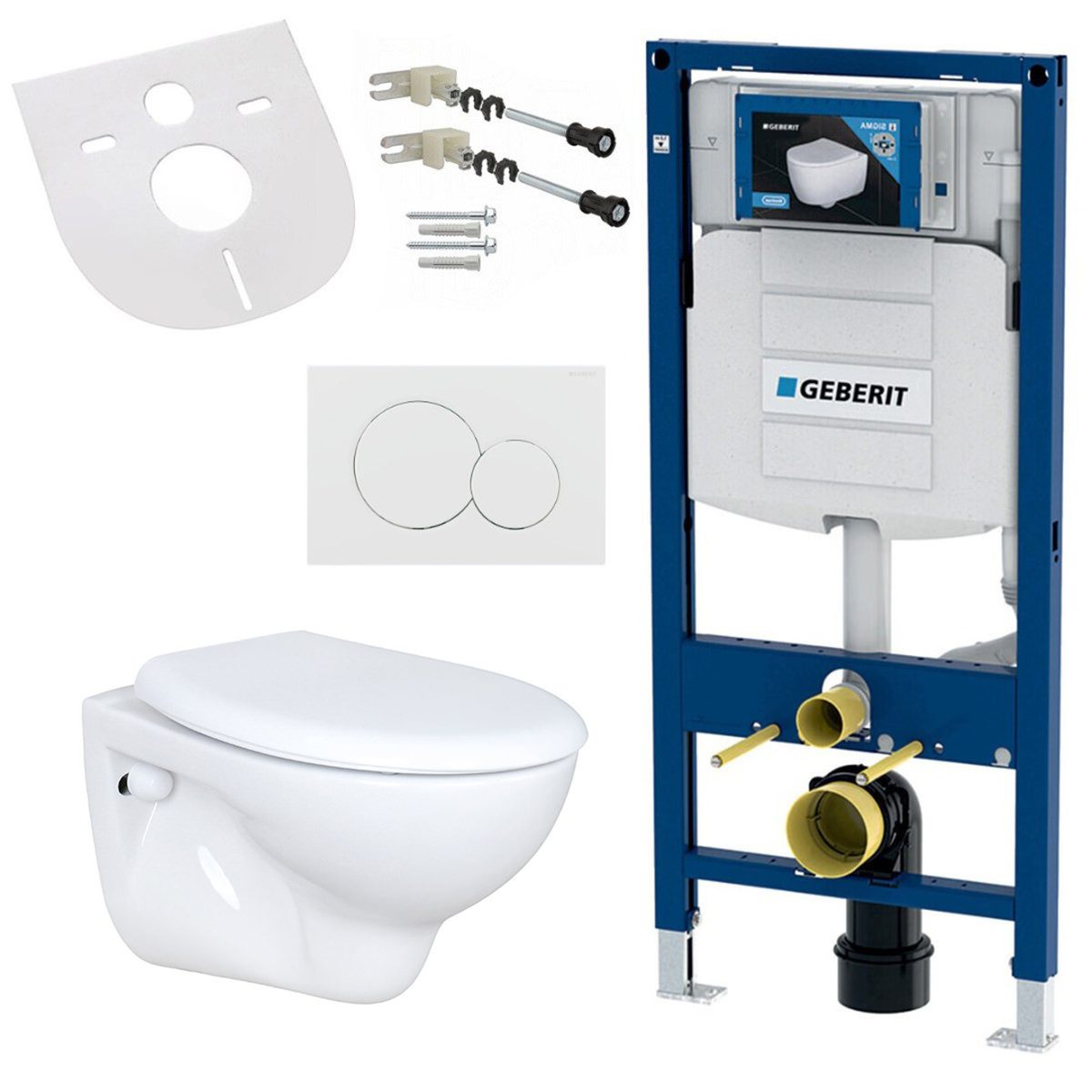 GEBERIT Tiefspül-WC GEBERIT-UNI-SET, Wand-Tiefspül-WC mit WC-Sitz Komplettset – mit passendem Geberit