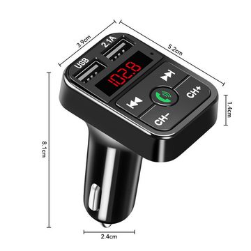 Hikity Bluetooth FM-Transmitter Auto MP3 USB Stick KFZ AUX Freisprechanlage KFZ Adapter (FM-Transmitter, Autoradio MP3 Player)