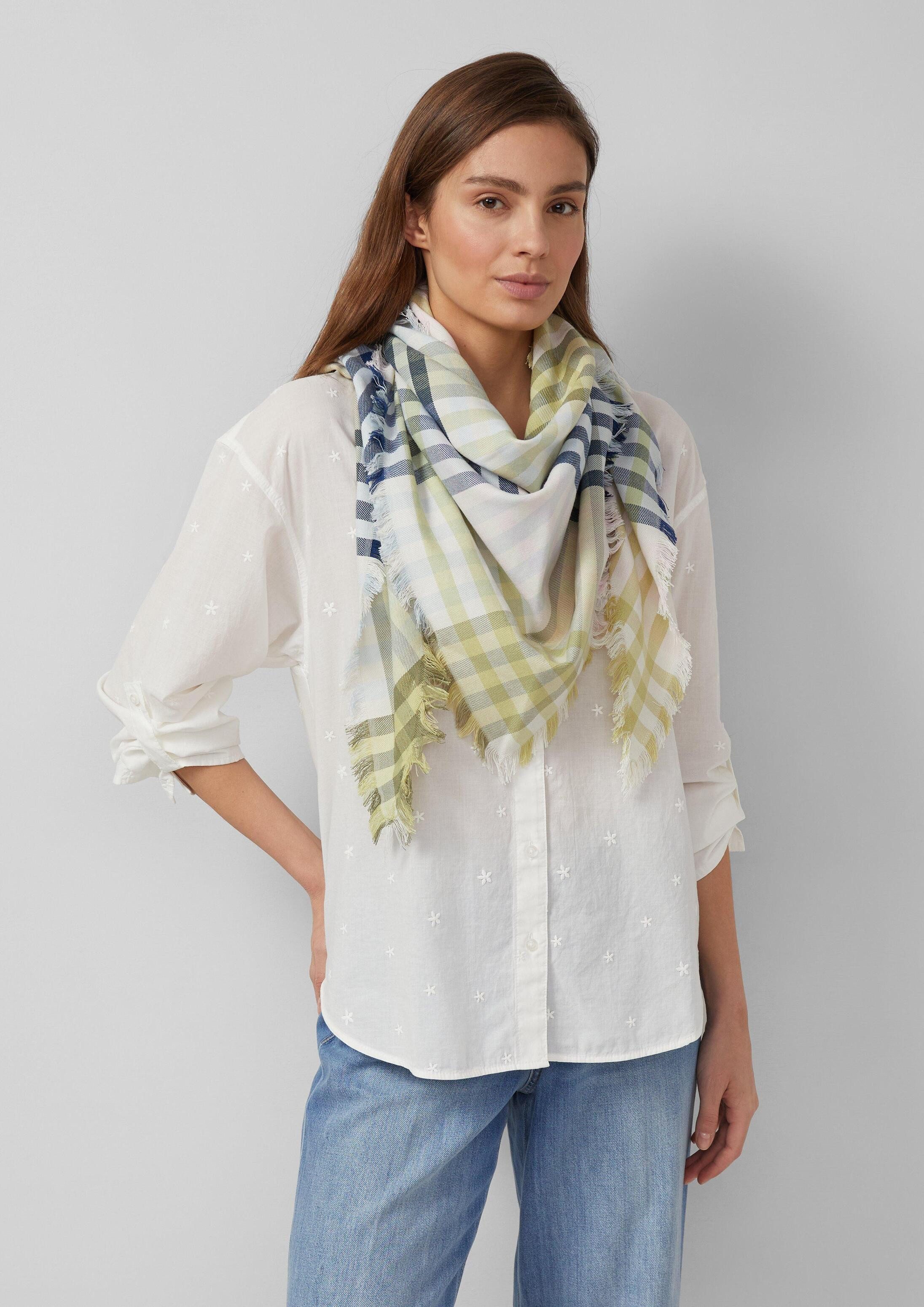 s.Oliver Schal Schal, Karierter Jacquard-Schal mit offenen Fransen