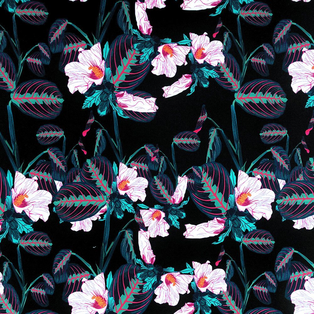 novely® Stoff OXFORD 210D D197 Calathea Pfeilwurz Blüte Printstoff Outdoor, Wasserabweisend, Outdoor, Meterware, 1lfm