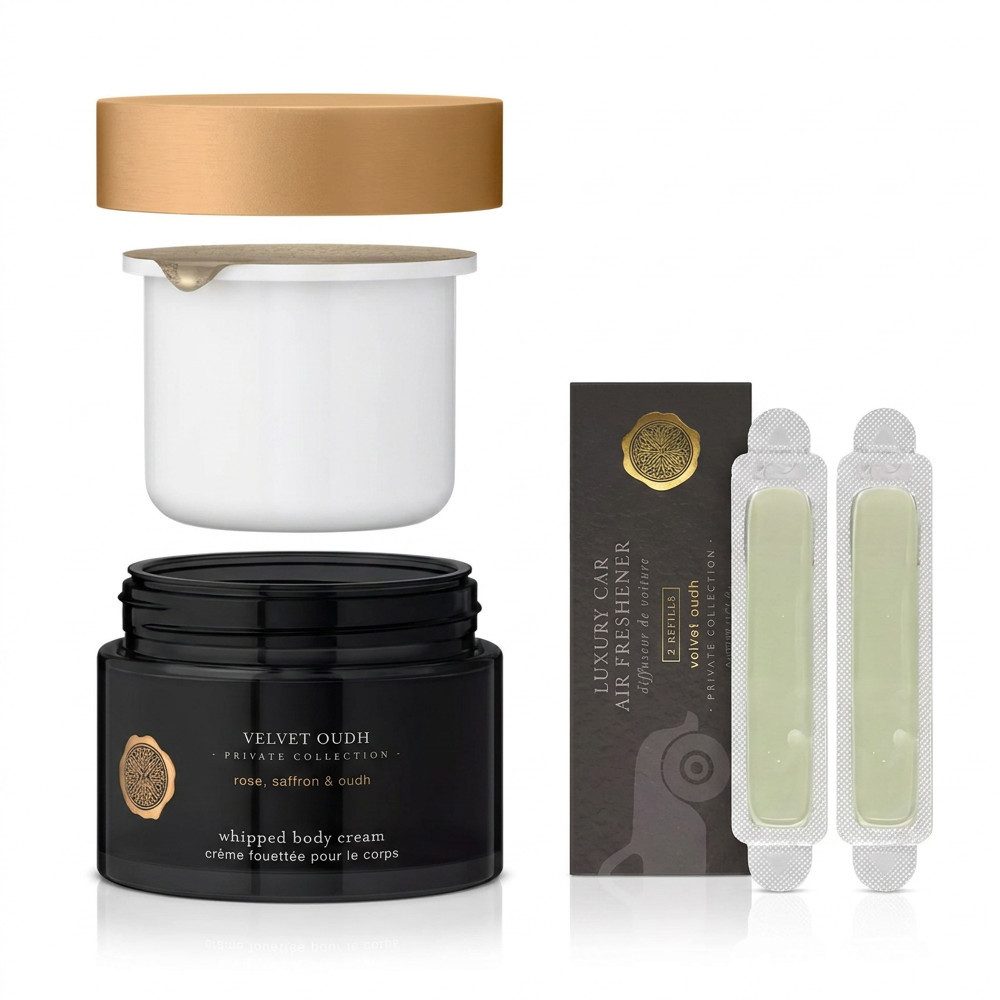 Rituals Körpercreme Rituals Velvet Oudh Pflege & Car Duft Duo, Luxuriöse Körperpflege und Autoduft im Velvet Oudh Duft