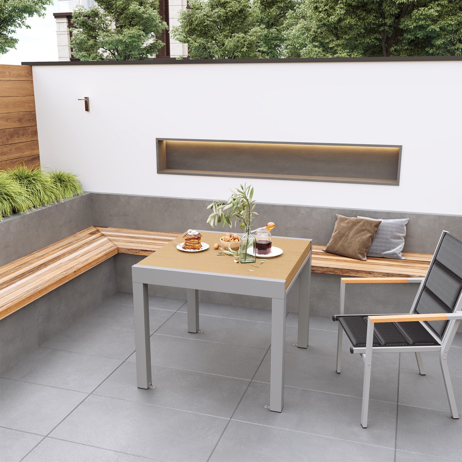 HOMALL Gartentisch Balkontisch, rostfreies Aluminium Ausziehtisch für 6-10 günstig online kaufen