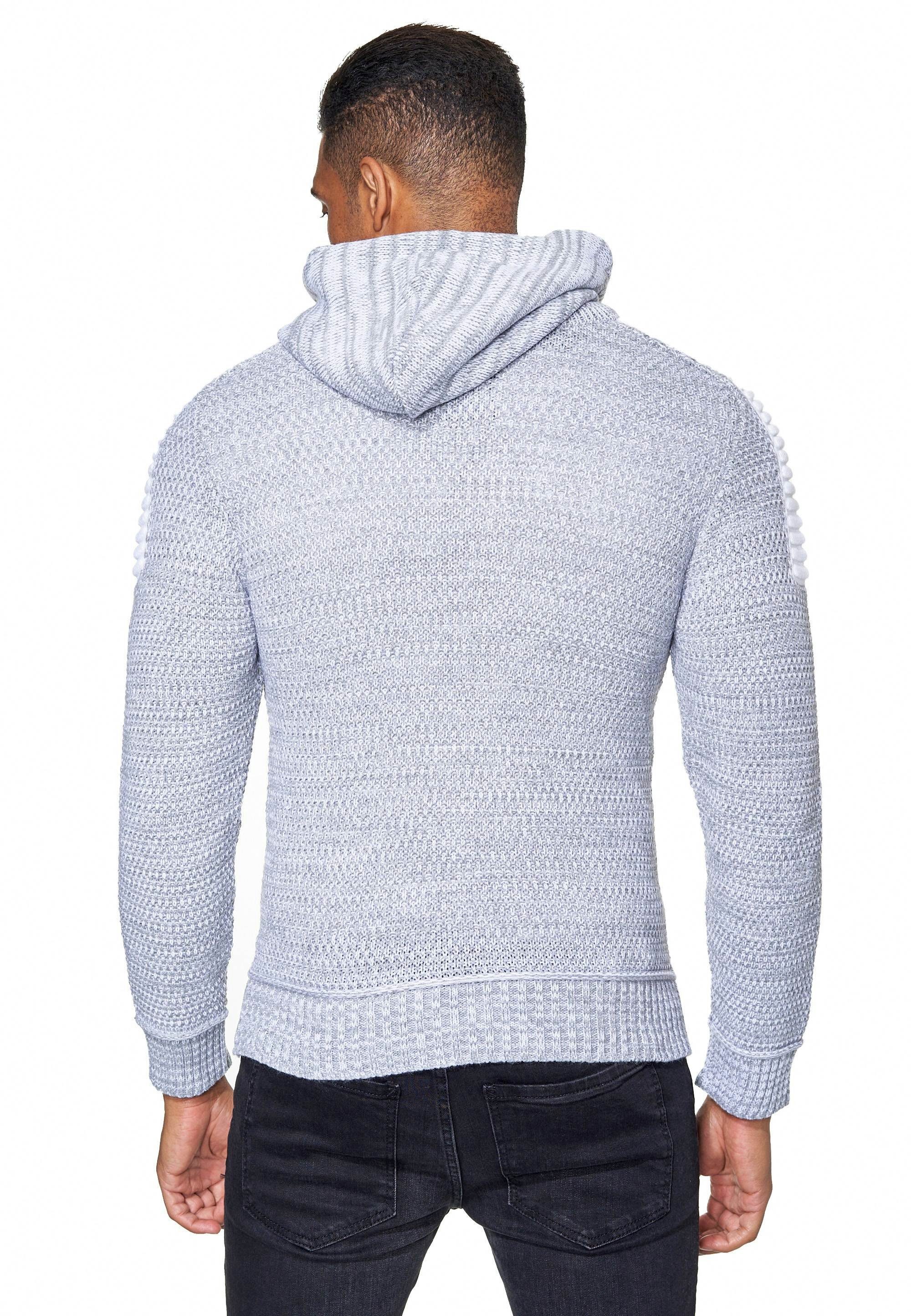 Rusty Neal Kapuzensweatshirt Knitwear mit Reißverschluss grau praktischem