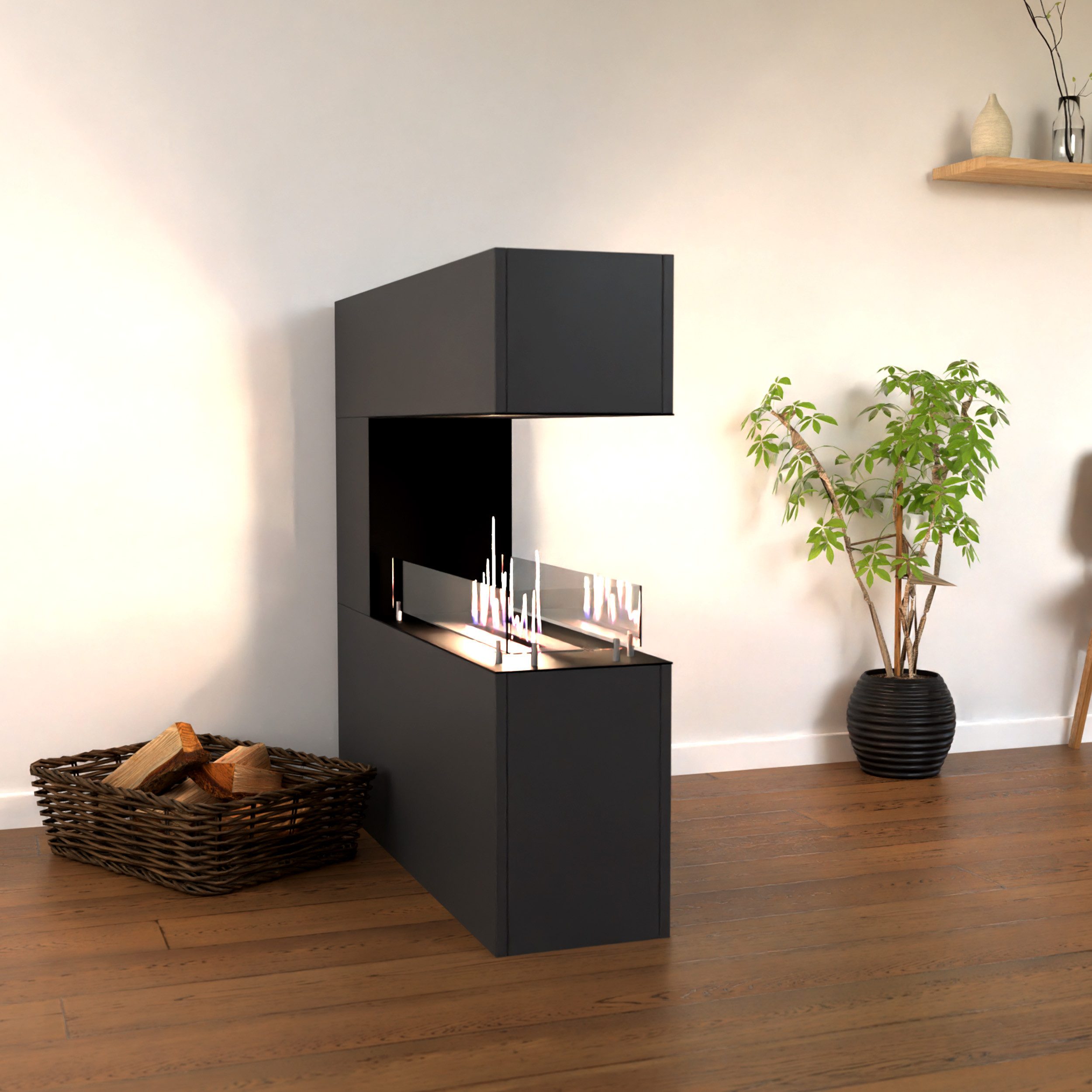 GLOW FIRE Echtfeuer-Dekokamin Orkland Ethanol Kamin, Bioethanol Kamin mit 3h Brenndauer, Heizleistung bis 2 kw