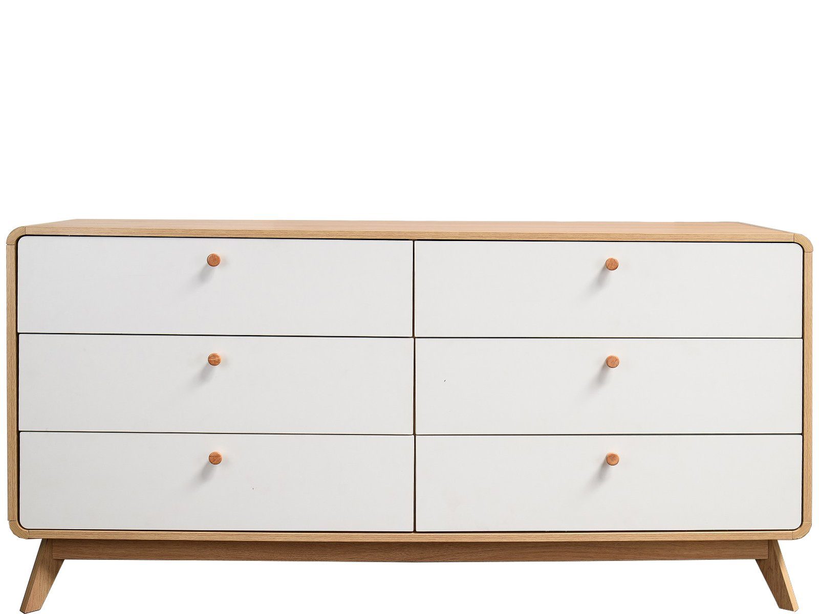 loft24 Kommode Caitlin, Sideboard, Schubladenschrank, 6 Schubladen, Skandinavisches Design