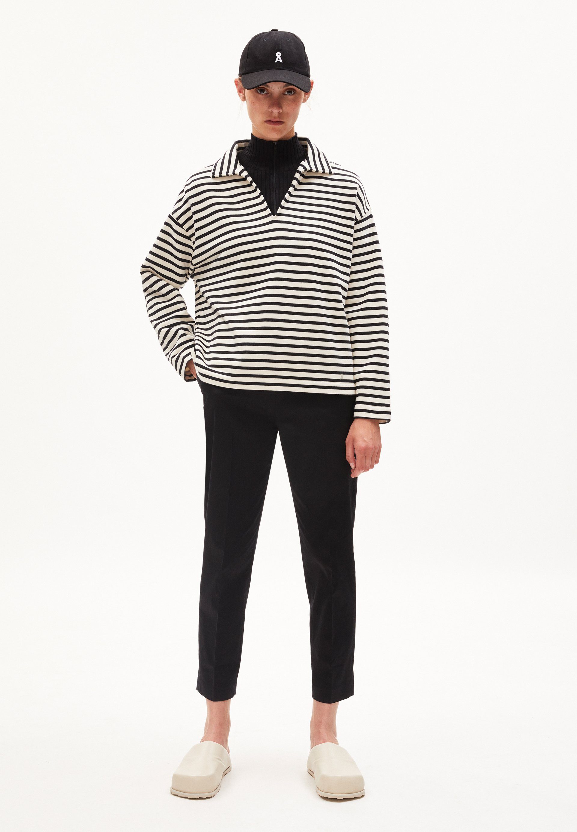 (1-tlg) NAIRAA Armedangels Sweatshirt Damen STRIPE undyed-black