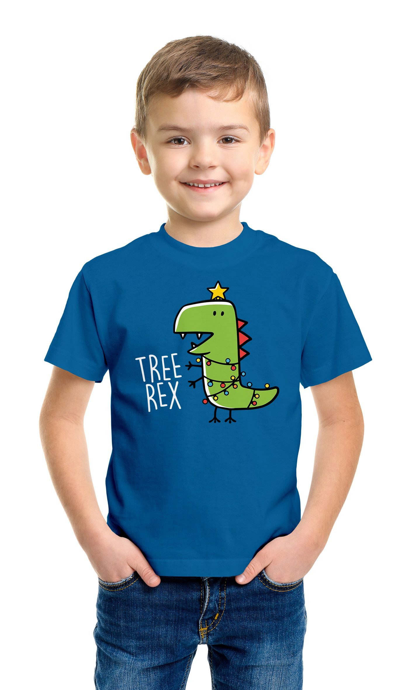 MoonWorks Print-Shirt Kinder T-Shirt Dinosaurier Tree Rex Christmas Tyrannosaurus XMAS