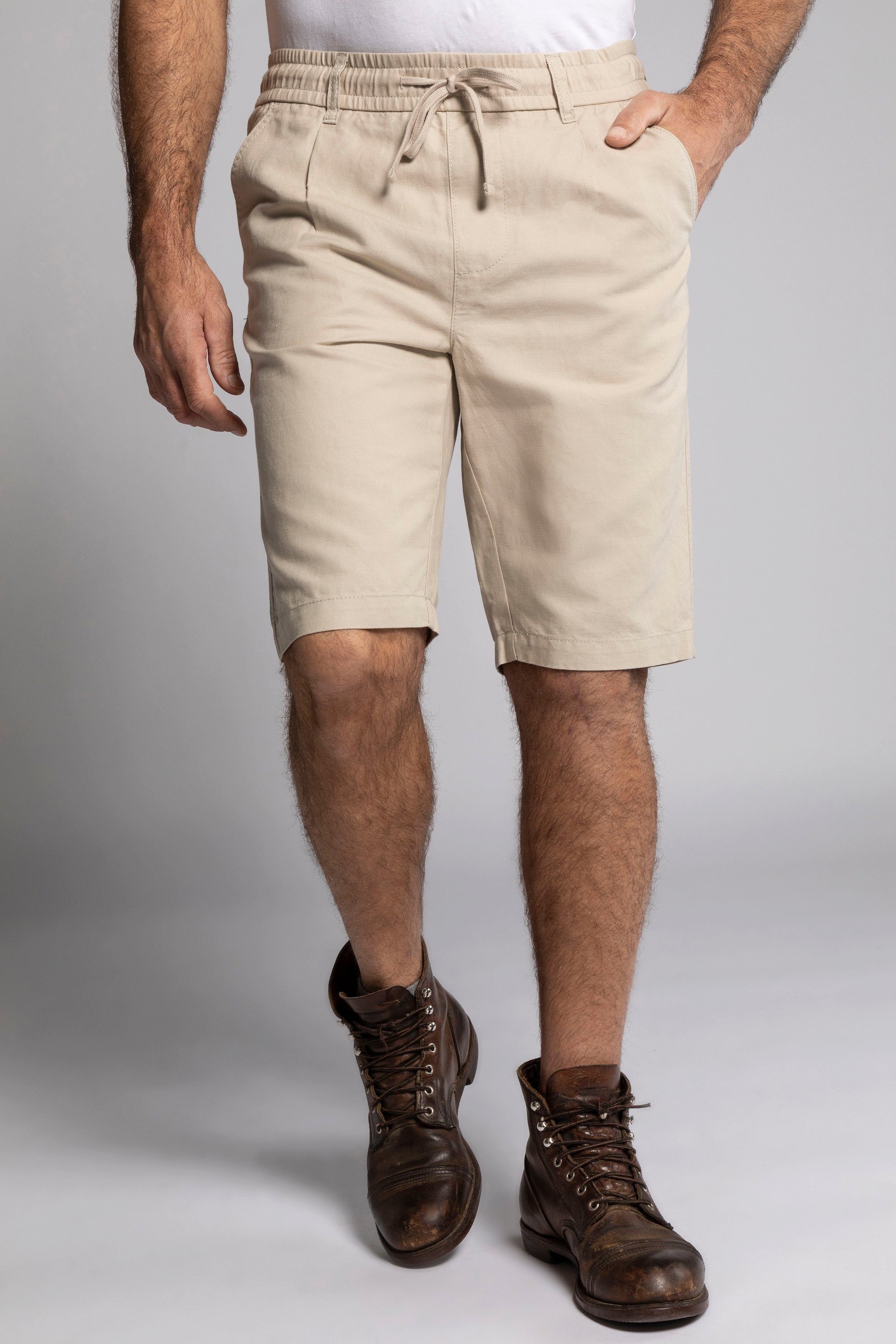 JP1880 Bermuda Bermudas Fit Elastikbund Leinenmix Basic beige