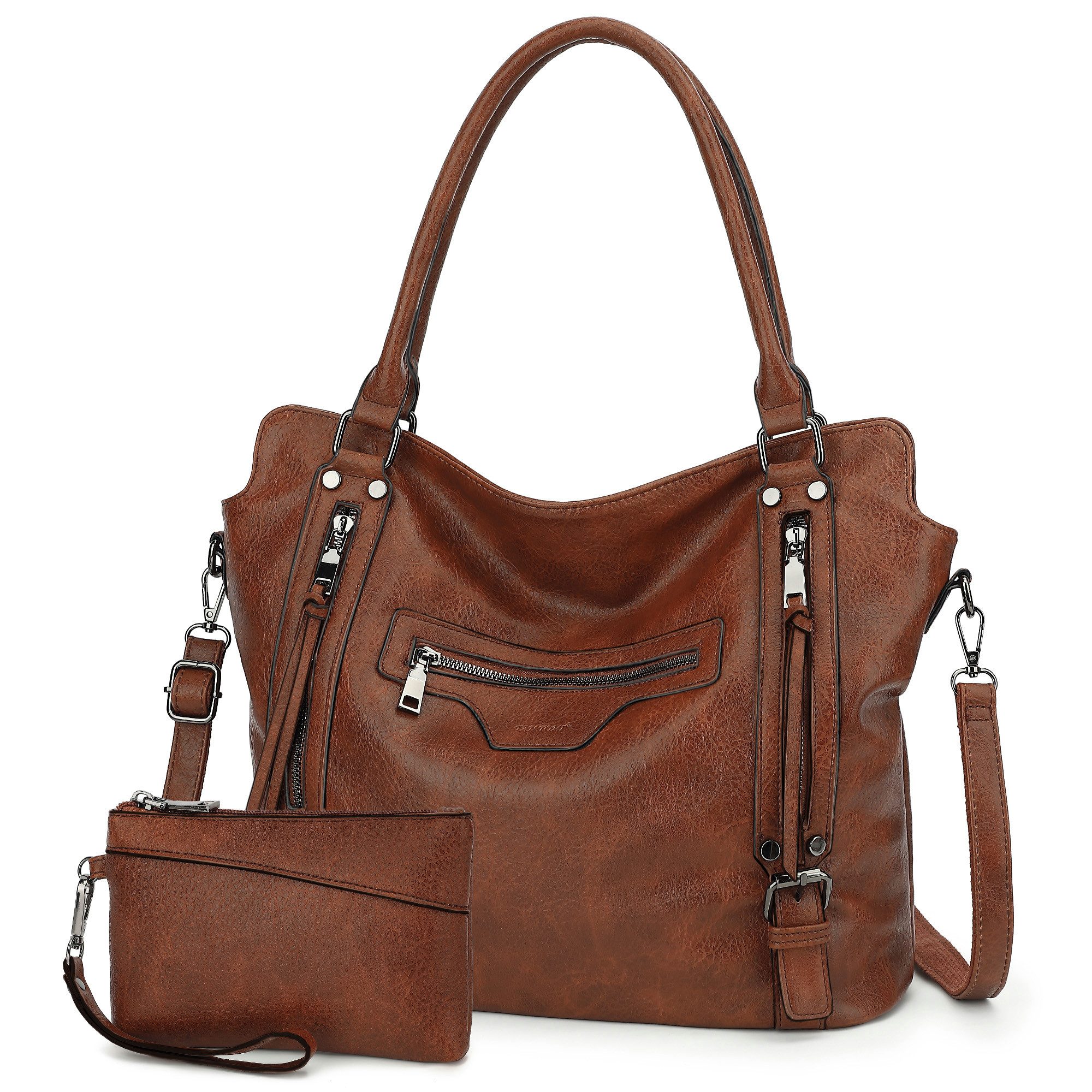 TAN.TOMI Handtasche Damen Shopper - Set Schultertasche Henkeltasche Umhängetasche, Mit abnehmbarem Schultergurt für Büro Schule Einkauf Reise