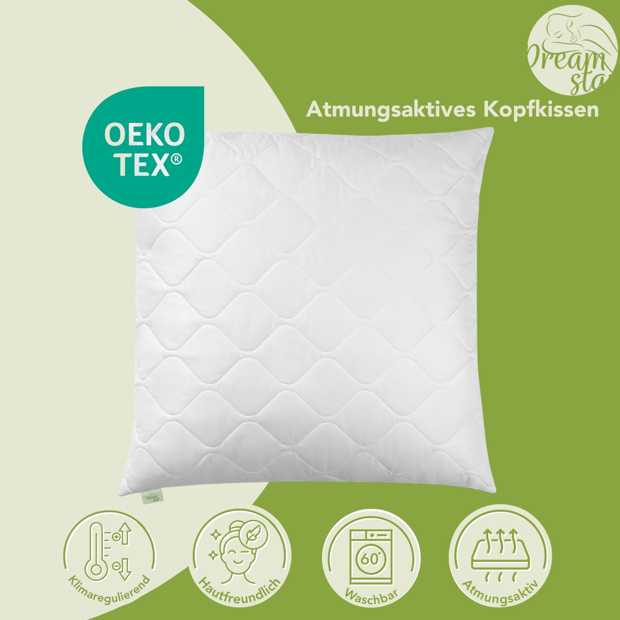 Dreamstar Microfaserkissen gestepptes Kopfkissen 40x80 cm und 80x80 cm - Pr günstig online kaufen