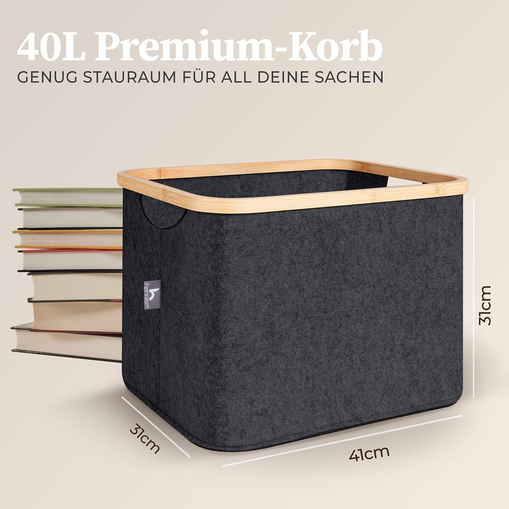 HENNEZ Aufbewahrungskorb 40L Faltbarer Wäschekorb - Körbe zur Aufbewahrung, kompatibel für IKEA KALLAX Regal